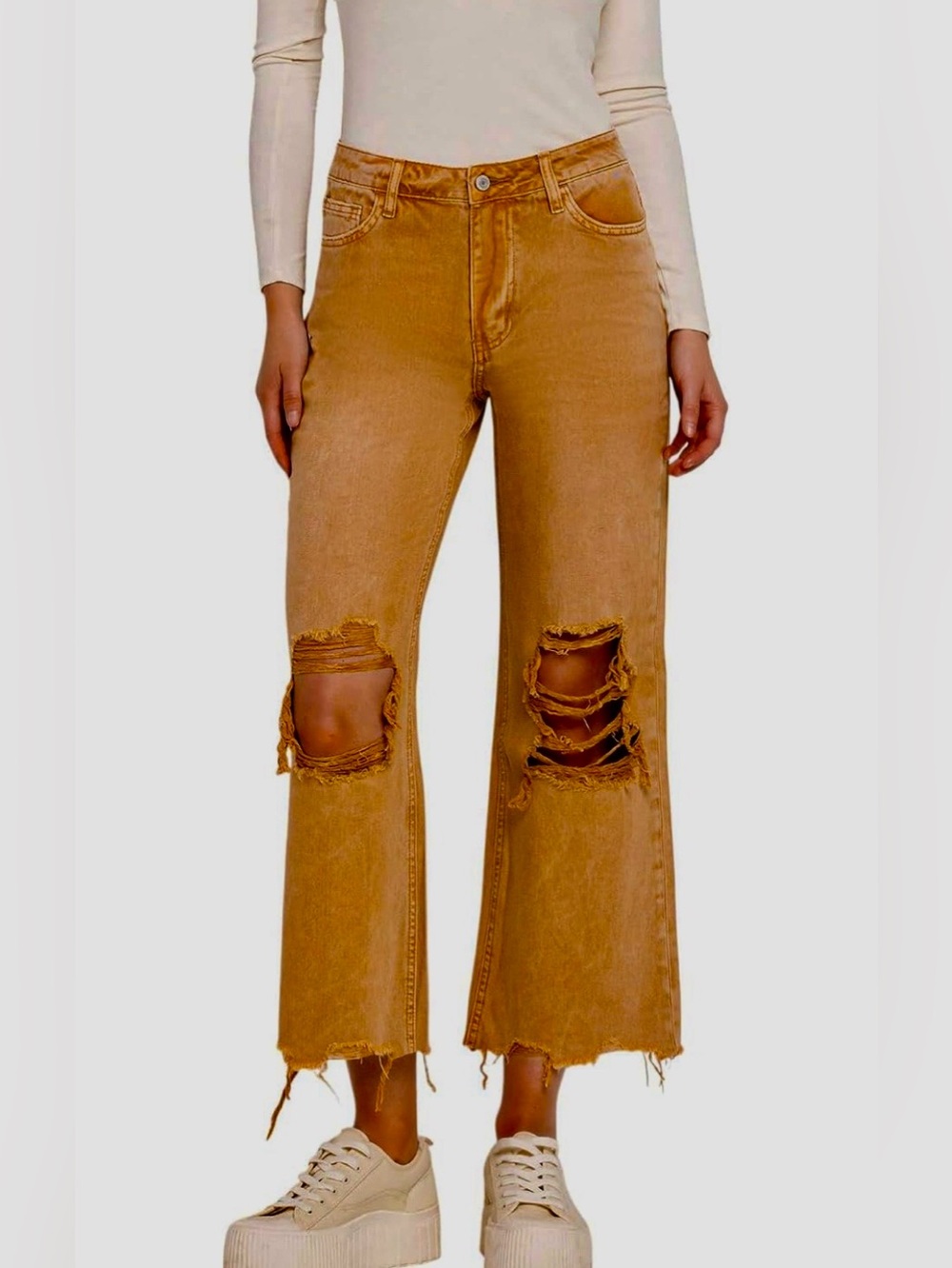 Vervet Blue distressed cropped jeans